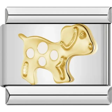 Gold Dalmatian dog Italian charm bracelet link