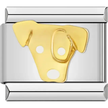 Gold dog face Italian charm bracelet link