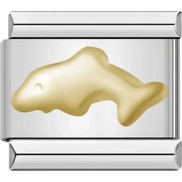 Gold dolphin Italian charm bracelet link