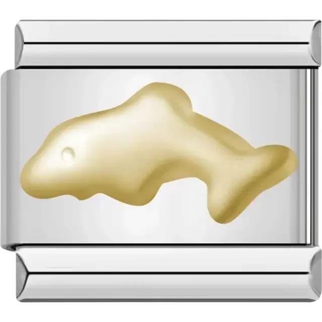 Gold dolphin Italian charm bracelet link