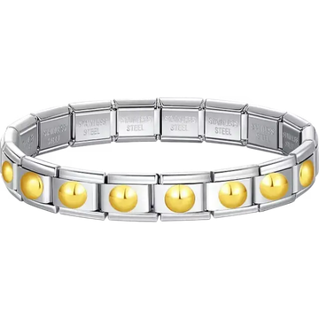 Gold dots charms composing stainless steel Italian bracelet