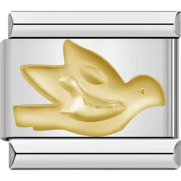 Gold dove design Italian charm bracelet link
