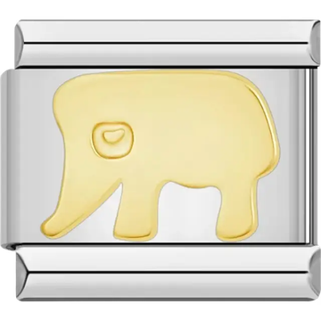 Gold elephant design Italian charm bracelet link