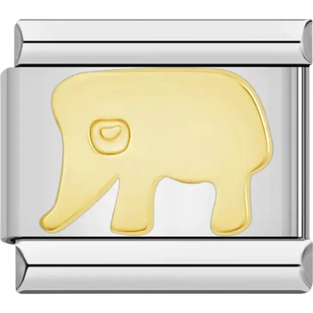 Gold elephant design Italian charm bracelet link