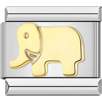 Gold elephant with silver tusk detail Italian charm bracelet link