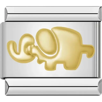 Gold elephant silhouette Italian charm bracelet link