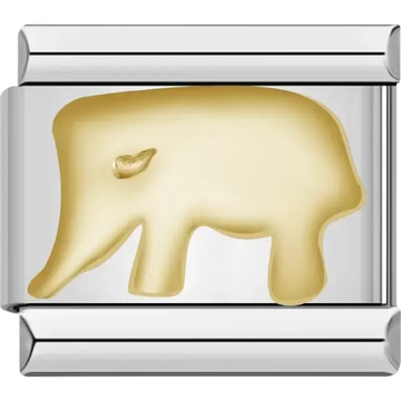 Gold elephant design Italian charm bracelet link
