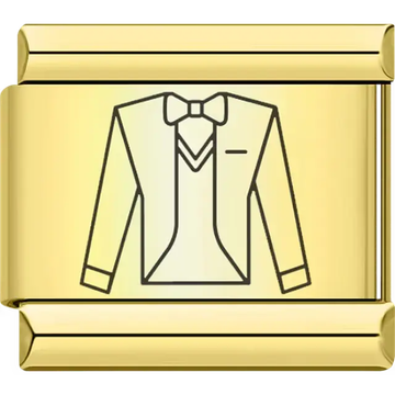 Gold groom tuxedo with bow tie Italian charm bracelet link