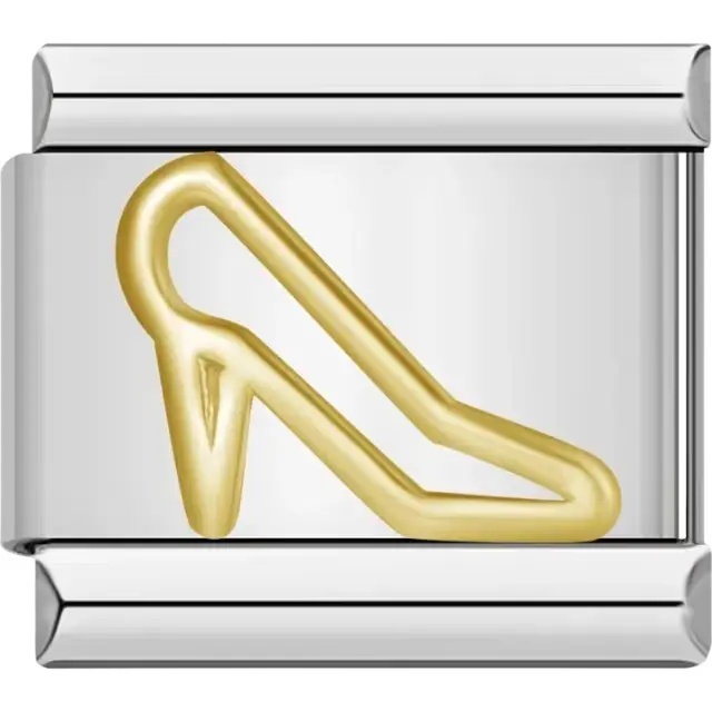 Chic gold high-heel shoe design Italian charm bracelet link