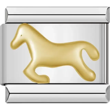 Gold horse silhouette Italian charm bracelet link