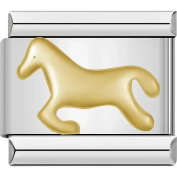 Gold horse design Italian charm bracelet link