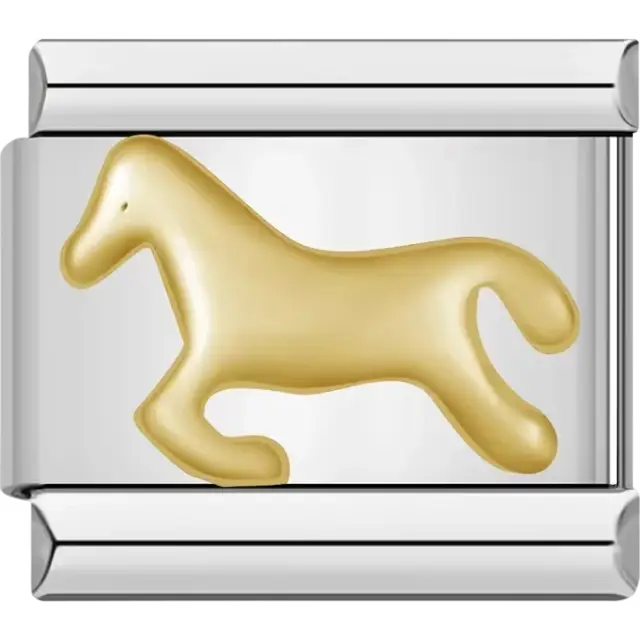 Gold horse design Italian charm bracelet link