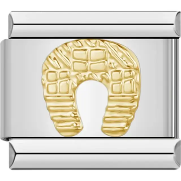 Gold horseshoe Italian charm bracelet link