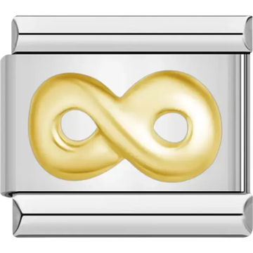 Gold infinity symbol design Italian charm bracelet link