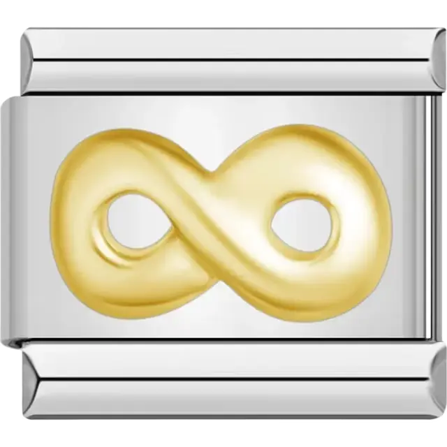 Gold infinity symbol design Italian charm bracelet link