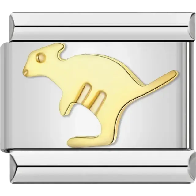Gold kangaroo Italian charm bracelet link