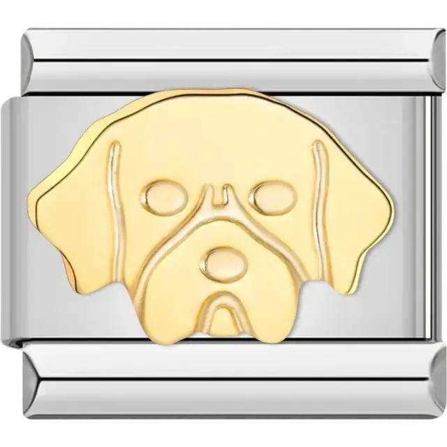 Gold Labrador dog face Italian charm bracelet link
