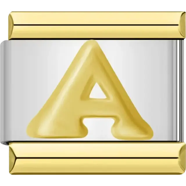 Gold letter "A" Italian charm bracelet link