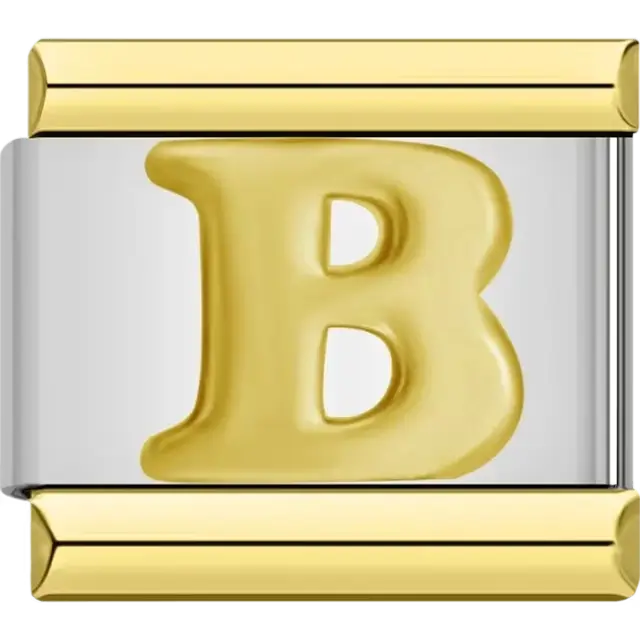 Gold letter "B" Italian charm bracelet link
