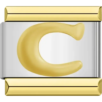 Gold letter "C" Italian charm bracelet link