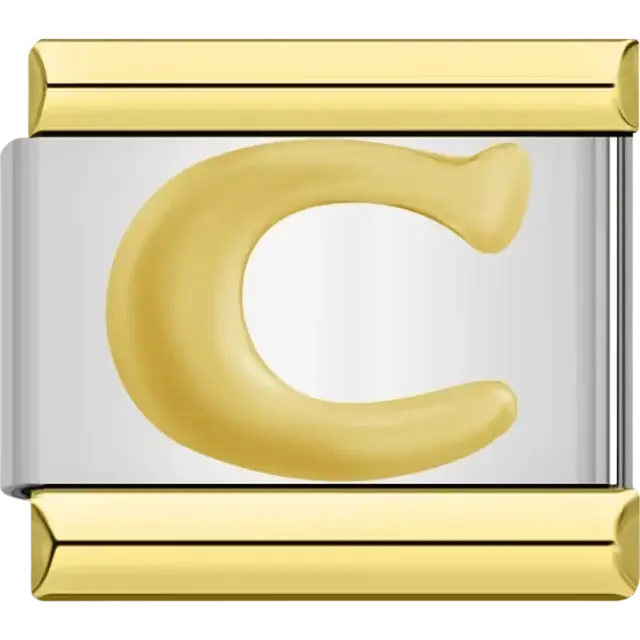 Gold letter "C" Italian charm bracelet link