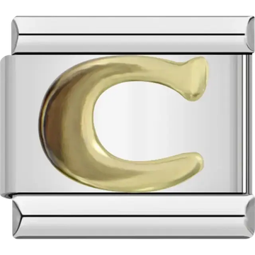 Gold letter C Italian charm bracelet link