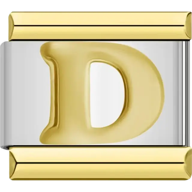 Gold letter "D" Italian charm bracelet link