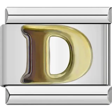 Gold letter D Italian charm bracelet link