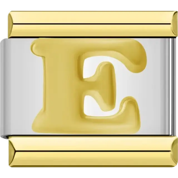 Gold letter "E" Italian charm bracelet link
