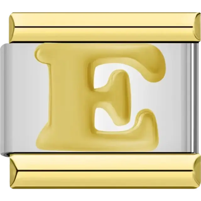 Gold letter "E" Italian charm bracelet link