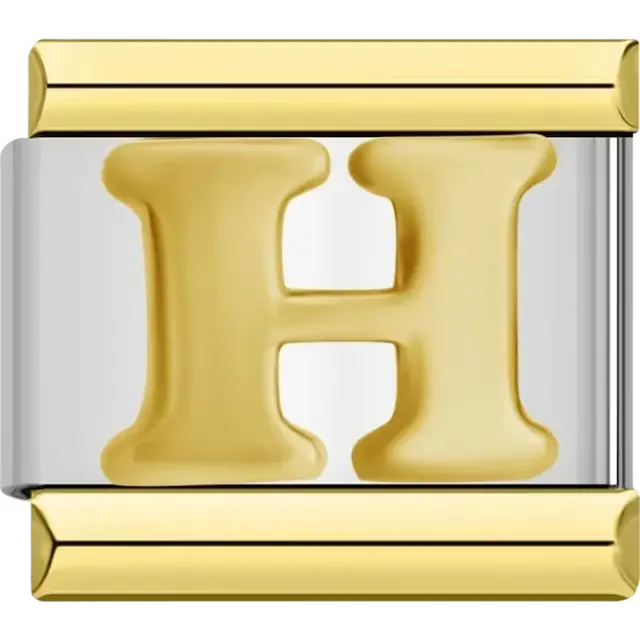Gold letter "H" Italian charm bracelet link