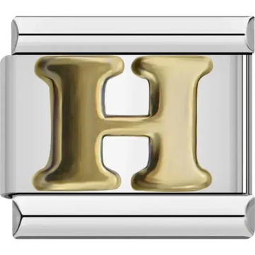 Gold letter H Italian charm bracelet link