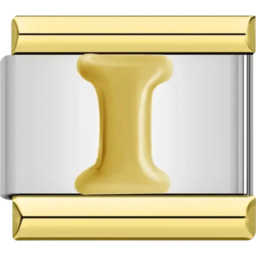 Gold letter "I" Italian charm bracelet link