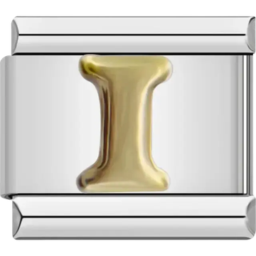 Gold letter I Italian charm bracelet link