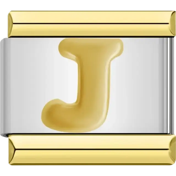 Gold letter "J" Italian charm bracelet link