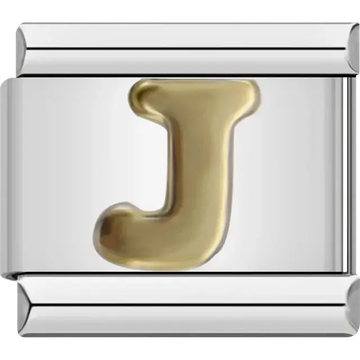 Gold letter J Italian charm bracelet link