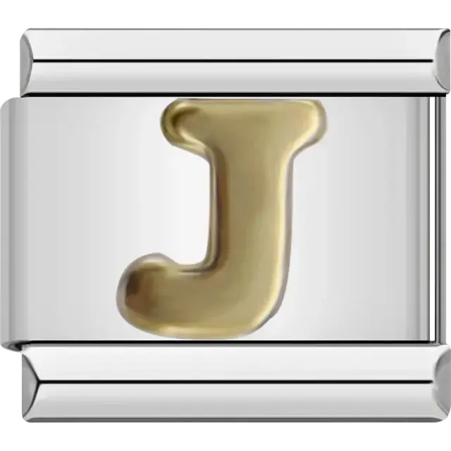 Gold letter J Italian charm bracelet link