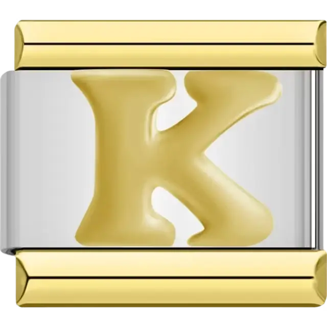 Gold letter "K" Italian charm bracelet link
