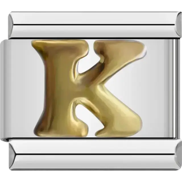 Gold letter K Italian charm bracelet link