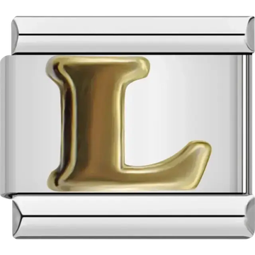 Gold letter L Italian charm bracelet link