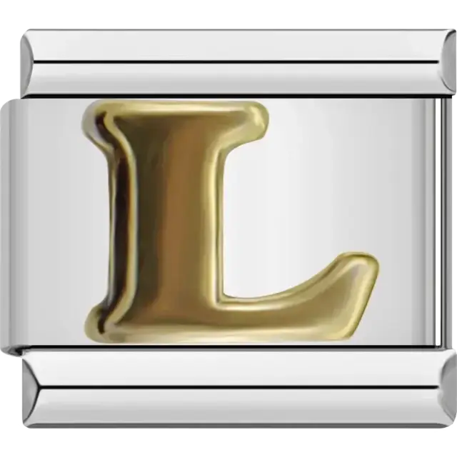 Gold letter L Italian charm bracelet link