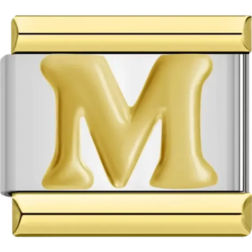 Gold letter "M" Italian charm bracelet link