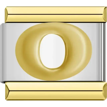 Gold letter "O" Italian charm bracelet link