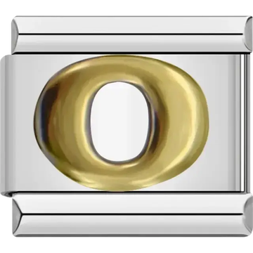 Gold letter O Italian charm bracelet link