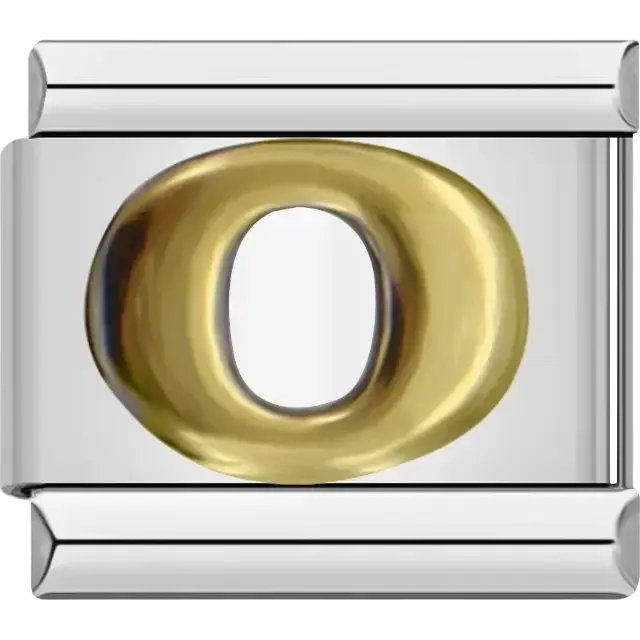 Gold letter O Italian charm bracelet link