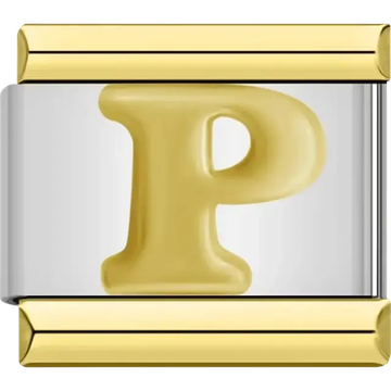 Gold letter "P" Italian charm bracelet link