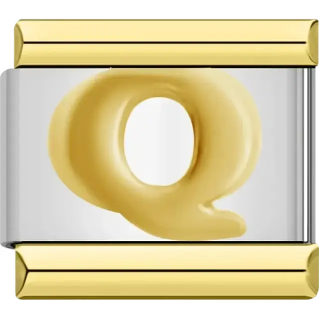 Gold letter "Q" Italian charm bracelet link