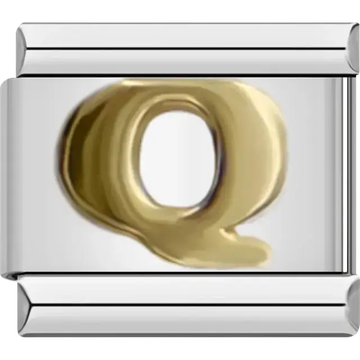 Gold letter Q Italian charm bracelet link