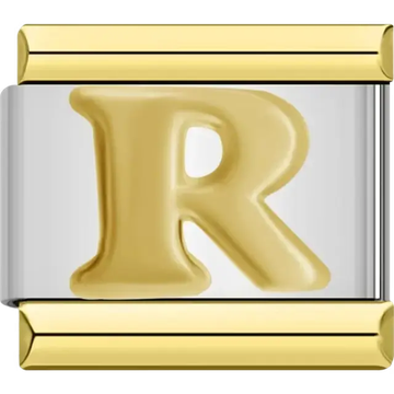 Gold letter "R" Italian charm bracelet link