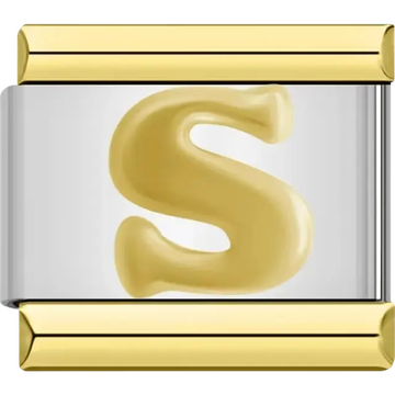 Gold letter "S" Italian charm bracelet link